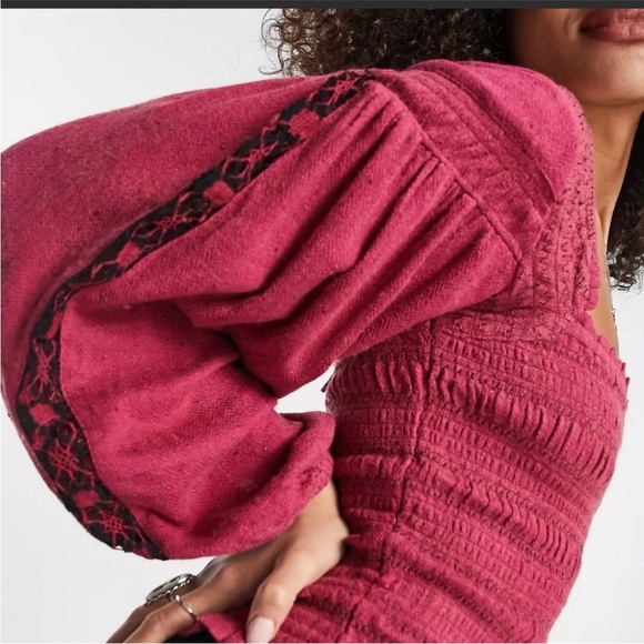 Free People Maggie Embroidered Smocked Top - Picture 3 of 9